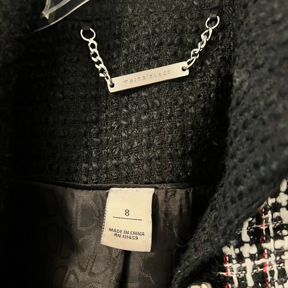 Black & White Tweed Silver Buttons Blazer Jacket Size 10 - Picture 4 of 9